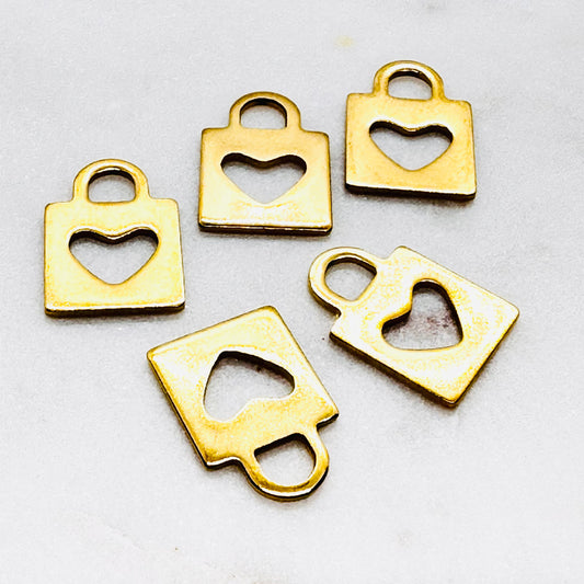 Padlock Heart Charms (5pcs)